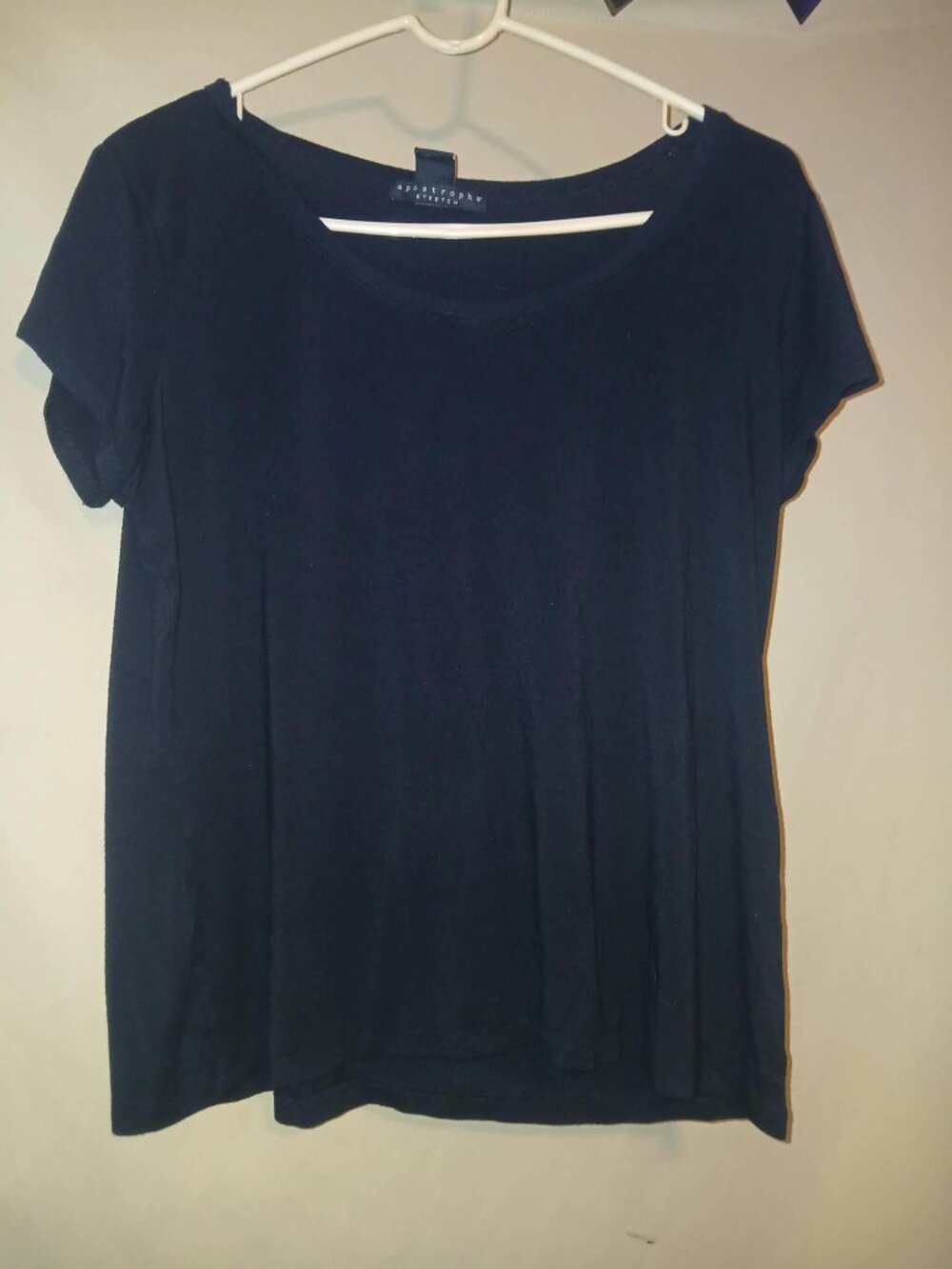 Apostrophe Stretch Navy Blue Short Sleeve Top Women's XL 95% Rayon